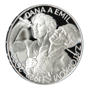 Stříbrná mince 200 Kč 2022 Dana Zátopková, Emil Zátopek